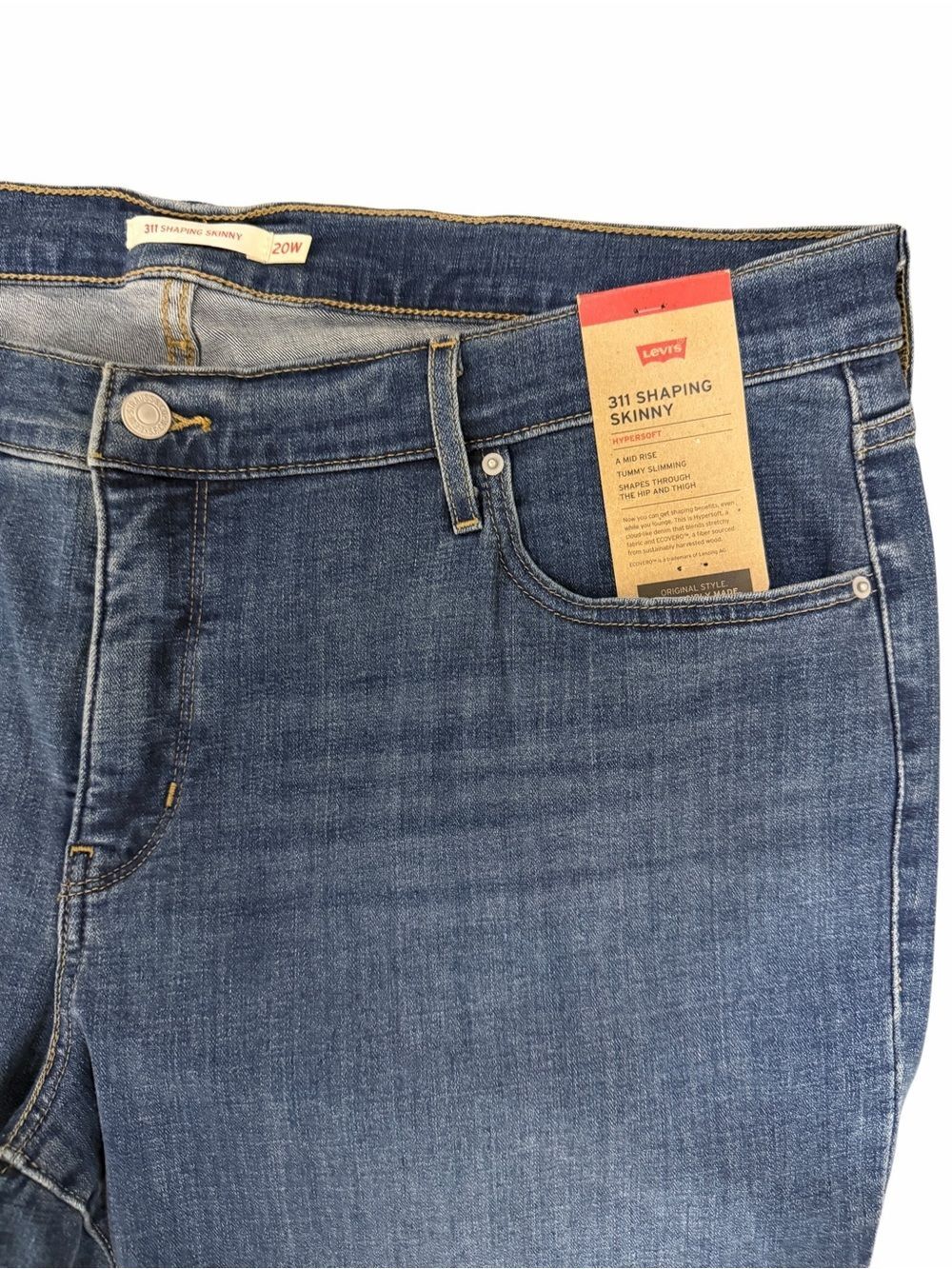 Levi's 311 Shaping Skinny Jeans Tummy Control Stretch Medium Wash Blue 20W NEW - Picture 6 of 13